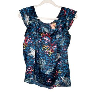 Twinkle By Wenlan Coral reefs Mixed Print Silk Top Size 0